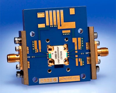 The demonstration power amplifier using the Cree CMPA0060025F MMIC Cree CMPA0060025F MMIC